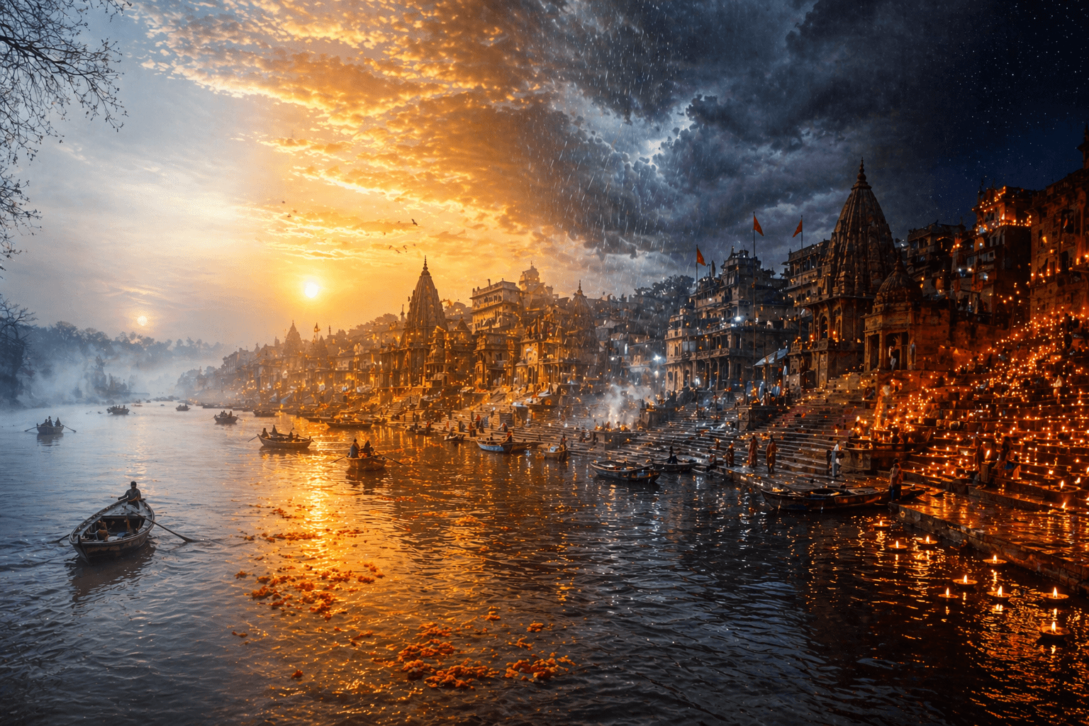 Varanasi ghats across changing seasons