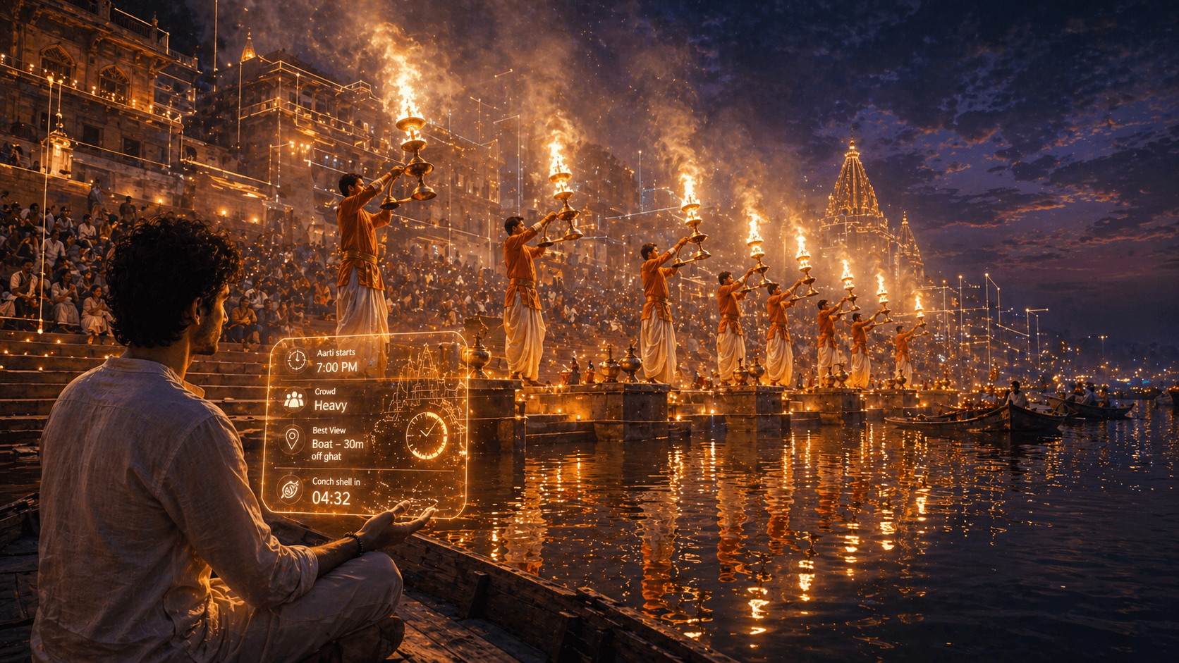 Ganga Aarti ceremony at Dashashwamedh Ghat in Varanasi