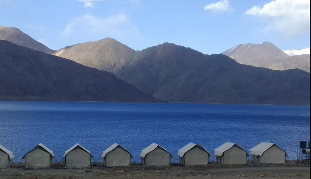 Pangong lake camping in Night